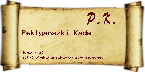 Peklyanszki Kada névjegykártya